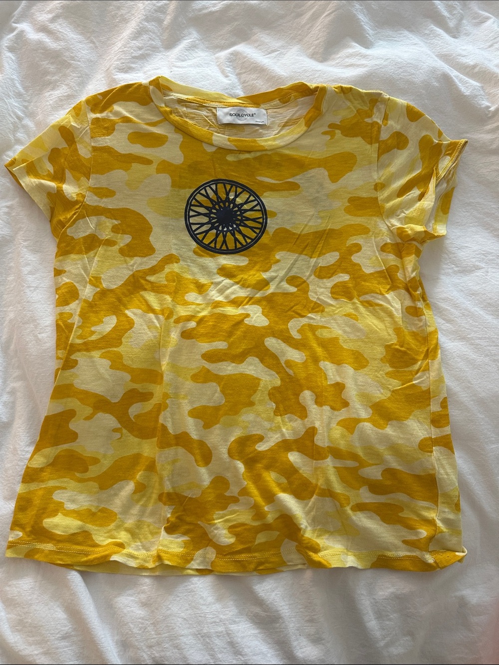 Yellow Camo Short Sleeve Tee with SoulCycle logo